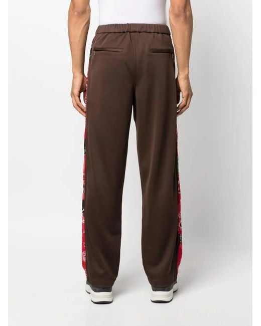 Children of the discordance Brown Bandana-Panel Track Pants for men