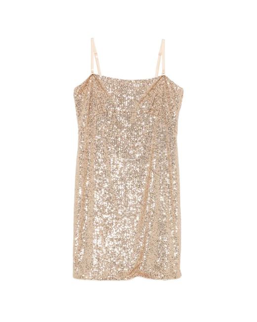 Just Cavalli Natural Sequinned Mini Dress