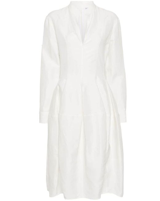 Bottega Veneta White Pleat-detail Midi Dress