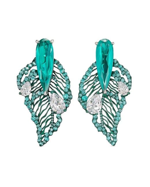Anabela Chan Green 18Kt Vermeil Titan Paraiba Tourmaline And Diamond Earrings
