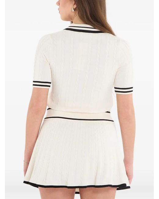Guess White Cable-Knit Tipped Sweater