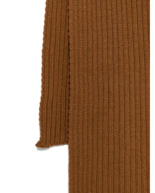Dell'Oglio Brown Ribbed Scarf for men