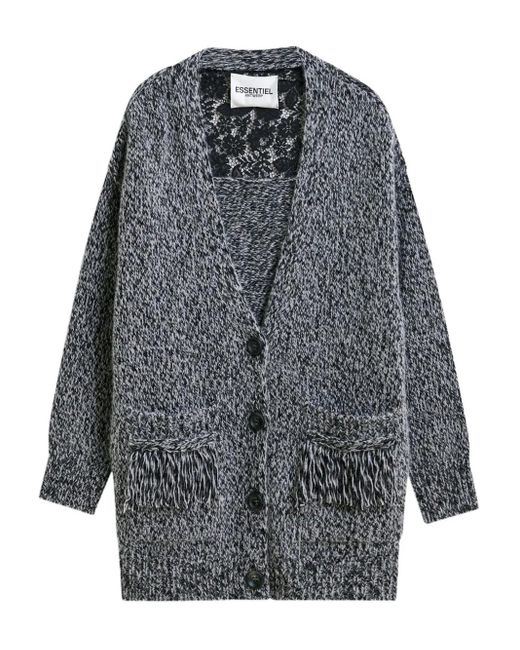 Essentiel Antwerp Gray Lace-Insert Cardigan