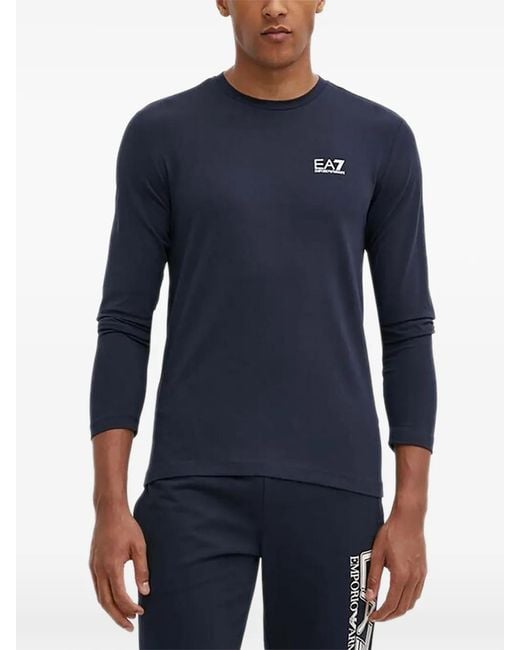 EA7 Blue Long-Sleeve T-Shirt for men