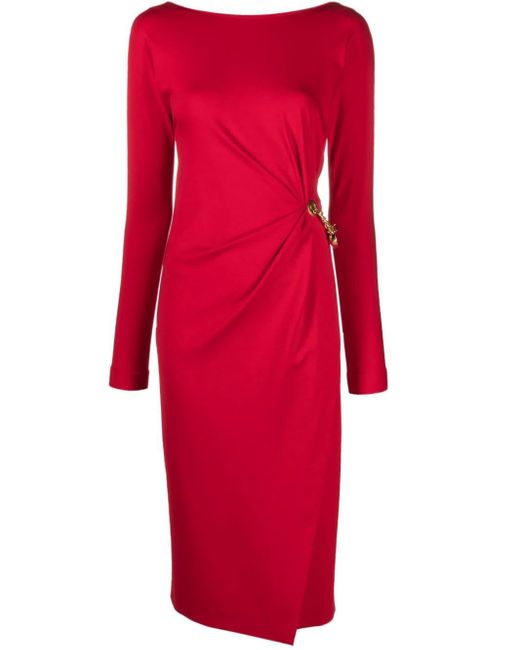 Robe mi-longue à détail de chaîne Moschino en coloris Red