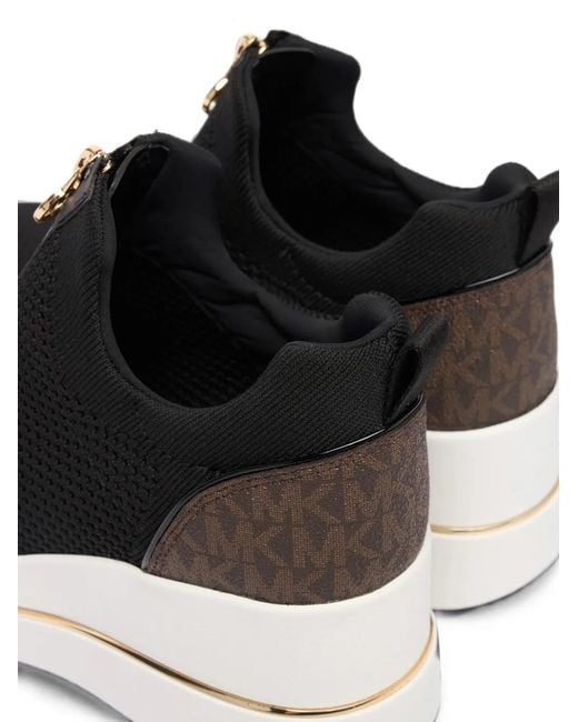 MICHAEL Michael Kors Black Emmy Zip-Fastening Monogram Sneakers