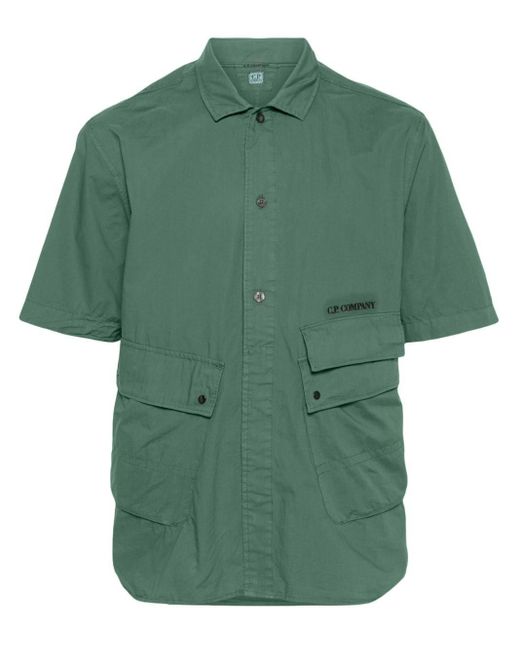 C P Company Green Popeline Pocket Shirt for men