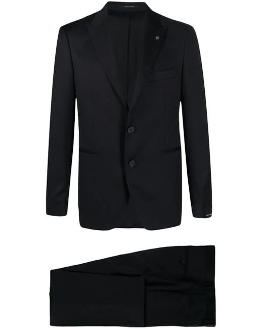 Tagliatore Black Single-Breasted Virgin Wool Suit for men