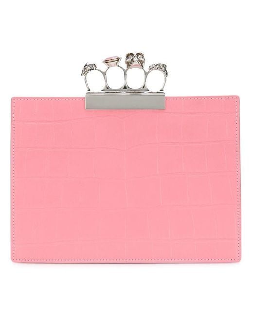 Clutch con tirapugni decorato di Alexander McQueen in Rosa | Lyst