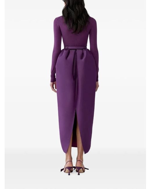 Carolina Herrera Purple High-Neck Long-Sleeve Sweater