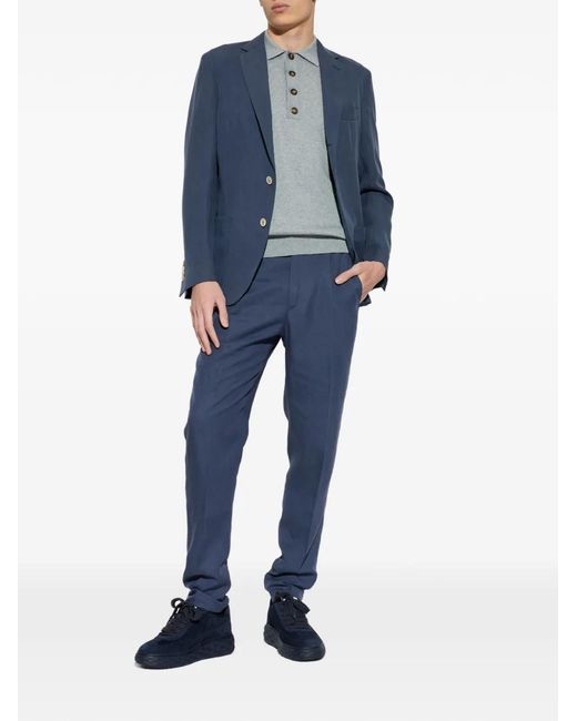 Eleventy Blue Button Single-Breasted Blazer for men
