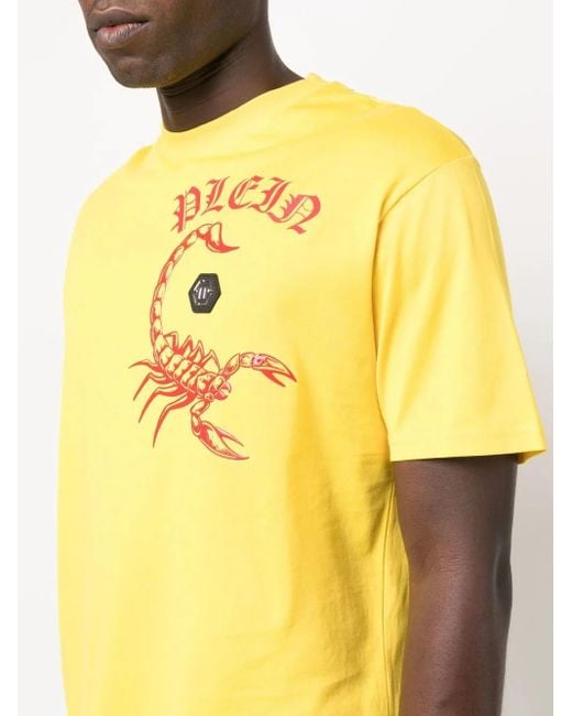 Philipp Plein Yellow Chest Logo-Print Detail T-Shirt for men
