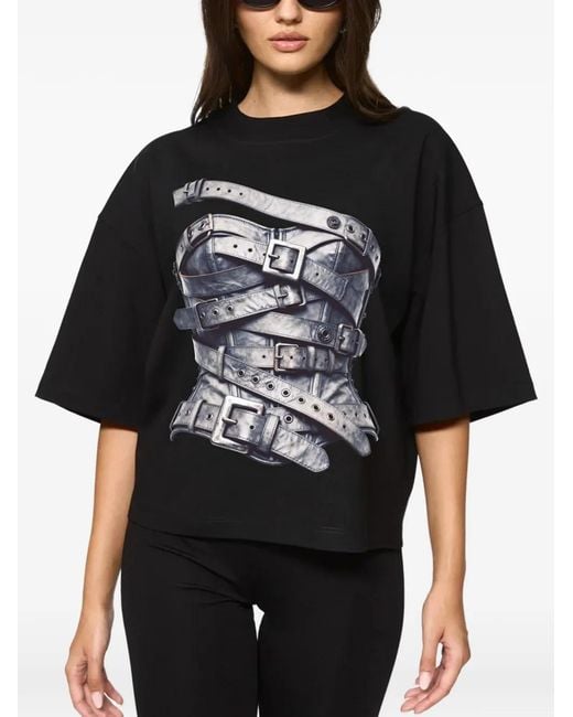 Hamza Black Belts-Print T-Shirt
