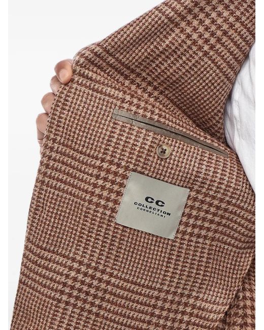 Corneliani Brown Single-Breasted Plaid Blazer for men