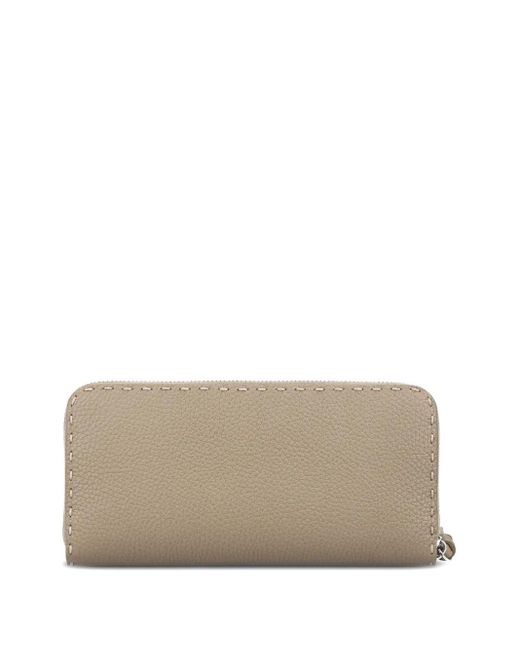 Fendi Gray Zip-Around Leather Wallet