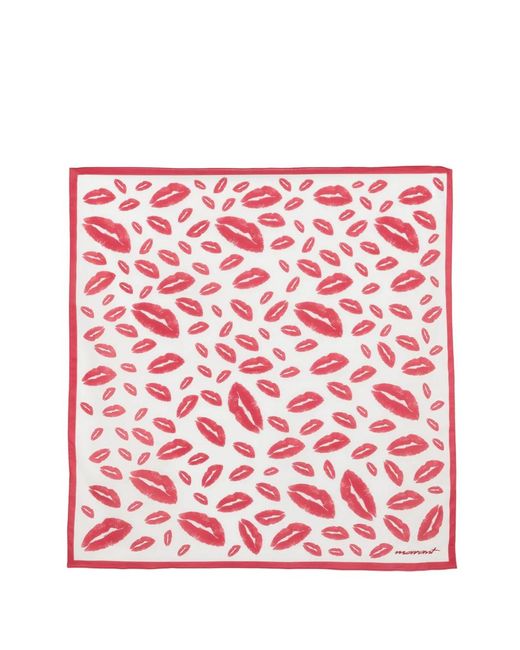 Isabel Marant Red Lip-Print Auwena Scarf