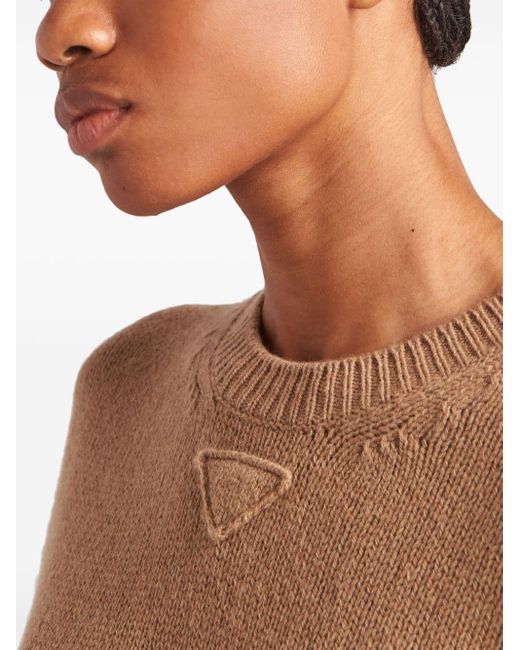 Prada Brown Triangle-logo Knitted Minidress