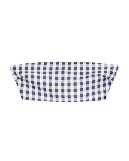 Self-Portrait Blue Gingham Bandeau Top
