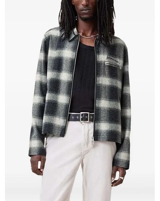AllSaints Black Checked Zip-Up Jacket for men