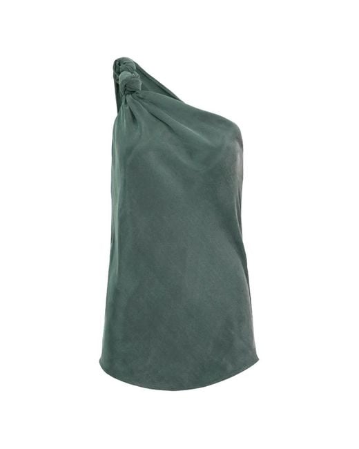 Silvia Tcherassi Green Yanet One-Shoulder Blouse