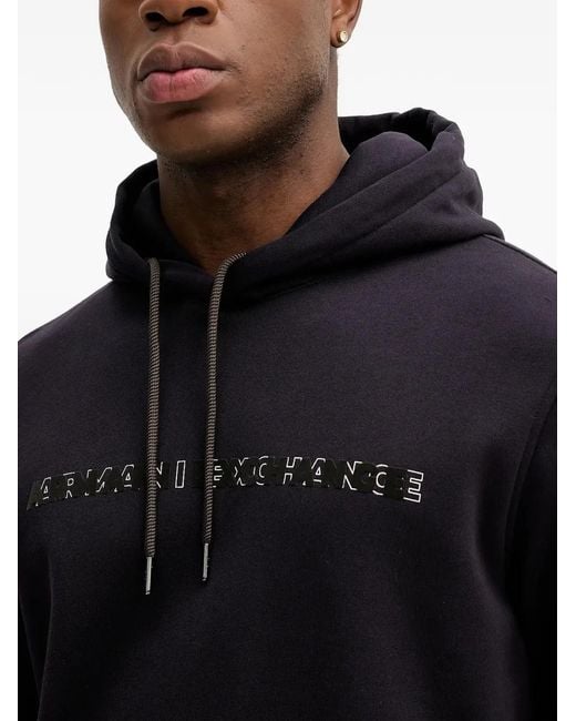 ARMANI EXCHANGE Blue Logo-Detail Hoodie for men