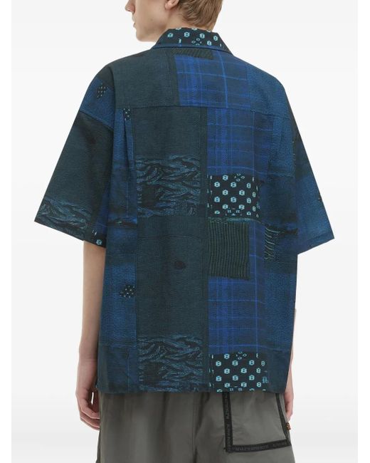 Alpha Industries Blue Patchwork-Pattern Panelled Shirt for men