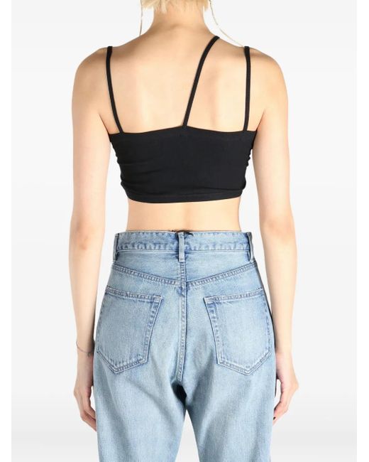 Baserange Black Square-Neck Crop Top