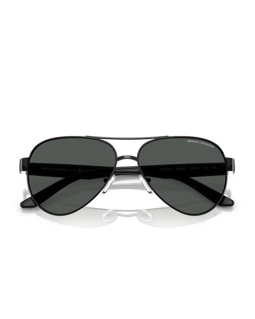 ARMANI EXCHANGE Black Pilot-Frame Sunglasses