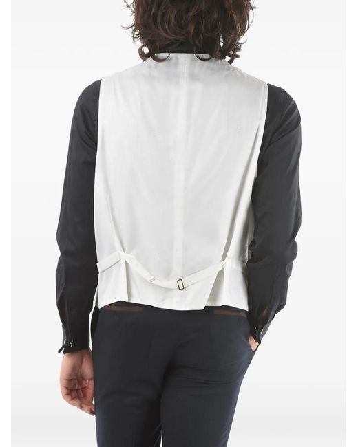 Corneliani White Herringbone-Pattern Silk Waistcoat for men