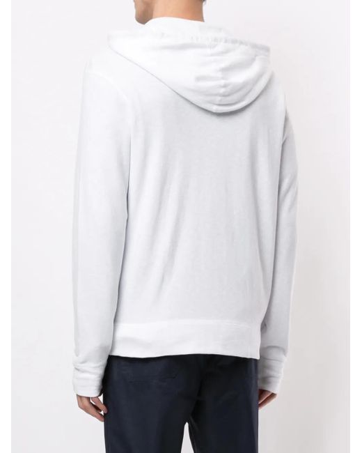 James Perse White Plain Zipped Hoodie for men