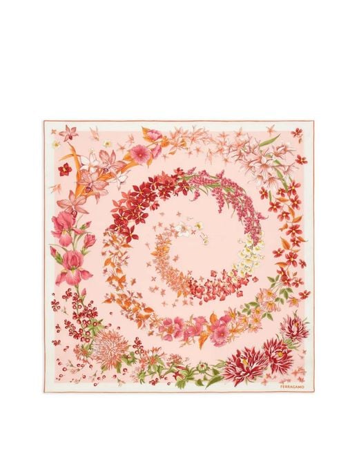 Ferragamo Pink Spring Silk Scarf