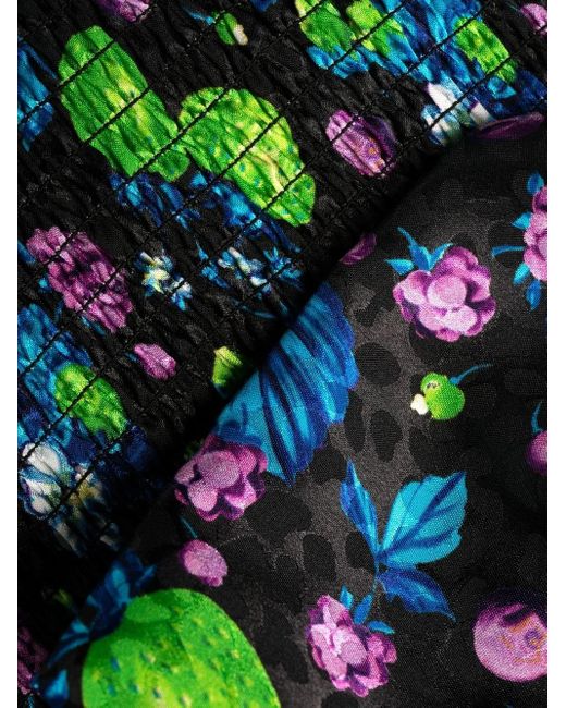 MSGM Black Amazing Berries Jacquard Mini Dress
