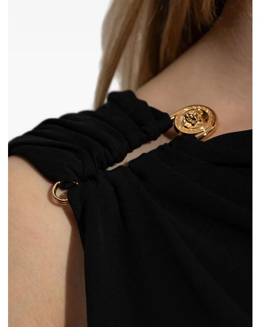 Versace Black Kleid Mit Dekorativer Sicherheitsnadel
