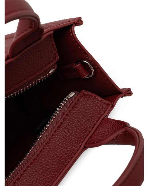 DKNY Red Mini Handle Logo-Debossed Tote Bag