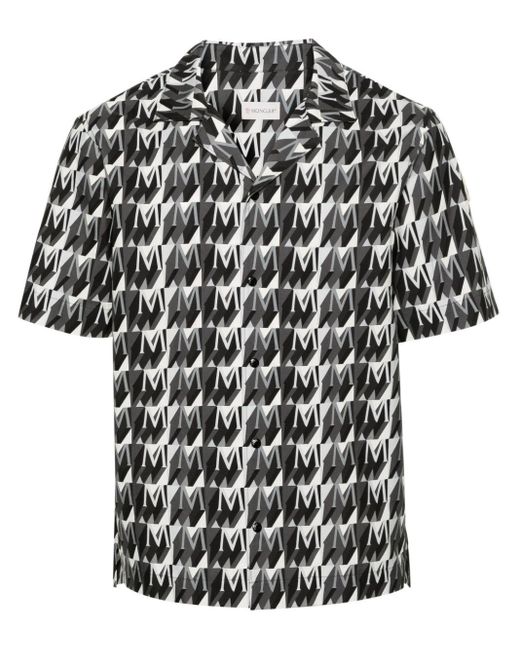 Moncler Hemd mit Monogramm-Print in Black für Herren