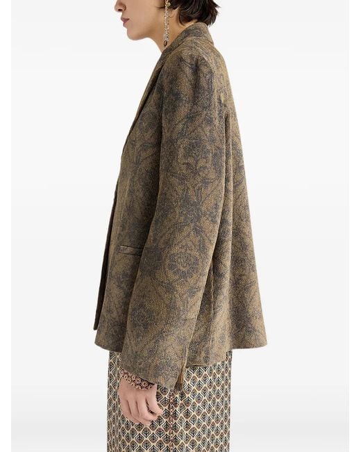 Momoní Brown Lilja Printed Corduroy Jacket