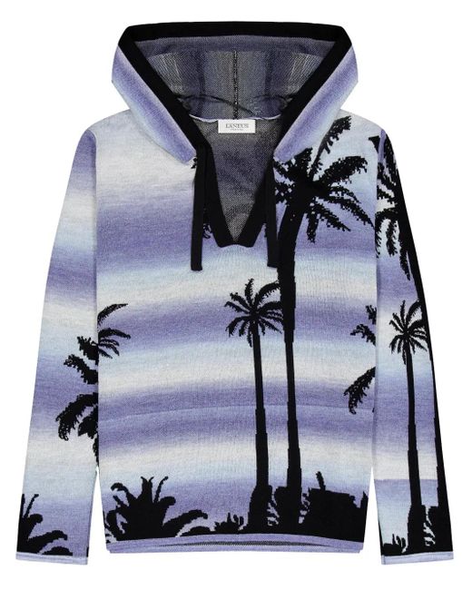 Laneus Blue Palm Trees Hoodie for men