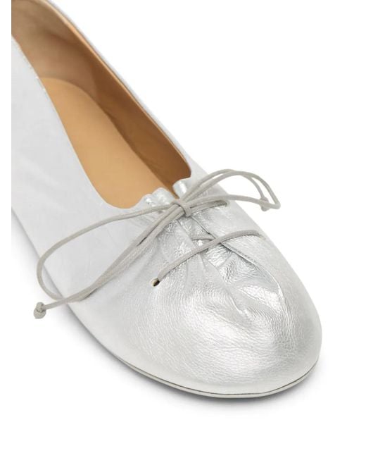 Marsèll White Metallic Leather Ballerina Shoes
