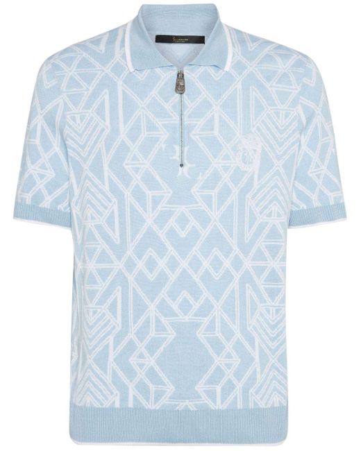 Billionaire Blue Abstract-pattern Polo Shirt for men