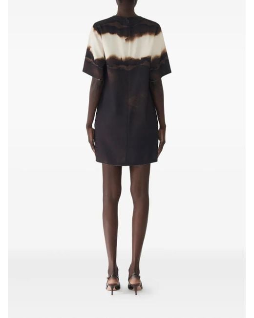 Jason Wu Black Diffused Ombre Stripe Short-Sleeve Shift Dress