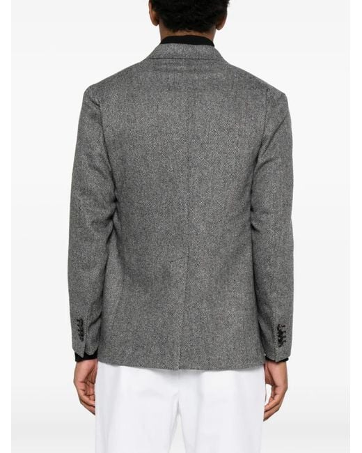 Tagliatore Gray Blazer Croisé À Motif De Chevrons for men
