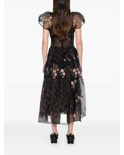 Simone Rocha Black Puff-Sleeve Patchwork Dress