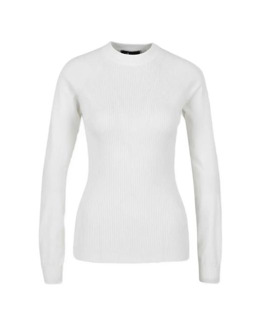Moncler White Textured Jacquard Sweater With Subtle Logo