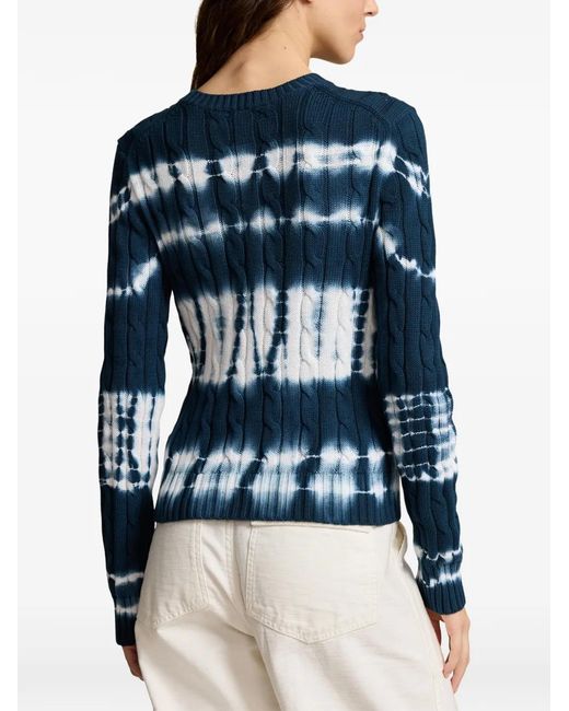 Polo Ralph Lauren Blue Cable-Knit Tie-Dye Sweater