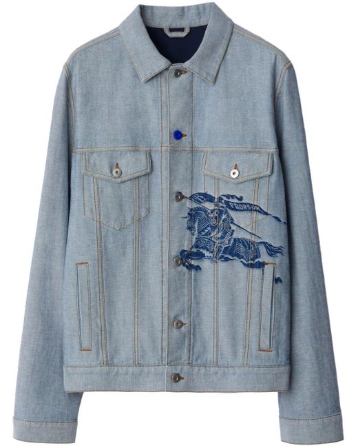 Burberry Blue Ekd-Motif Denim Jacket for men