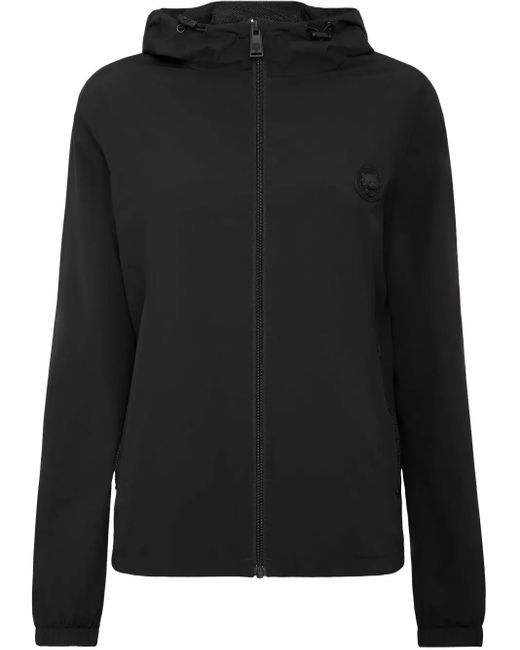 Philipp Plein Black Logo-Patch Hoodie