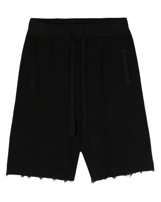 Laneus Black Knitted Cotton Bermuda Shorts for men