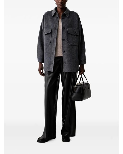 ViCOLO Black Button-Up Chest-Pocket Jacket