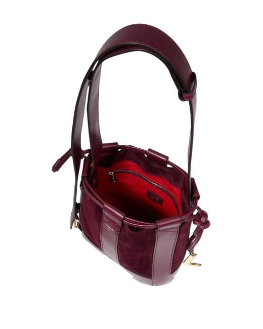 Lancel Purple Elles Leather-Trimmed Suede Bucket Bag