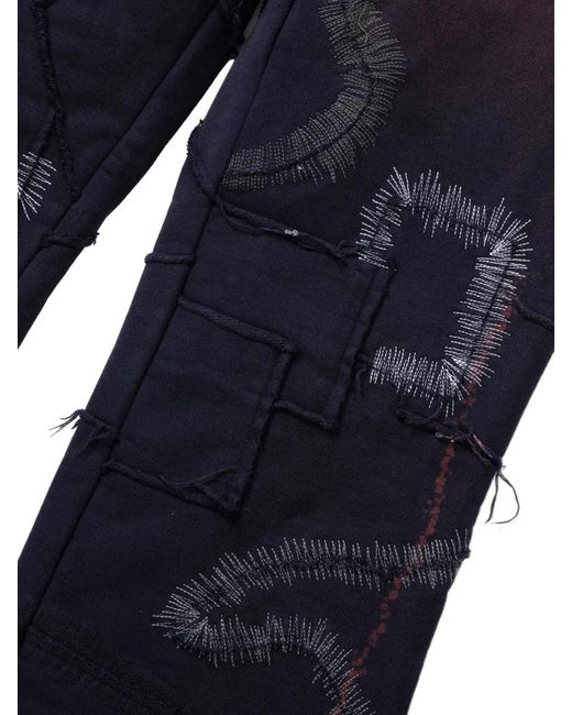 Who Decides War Blue Patchwork Track Pants for men